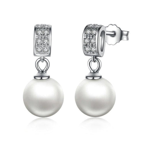 Load image into Gallery viewer, 925 Sterling Silver Simulated Pearl Pendant Earring-women-wanahavit-wanahavit
