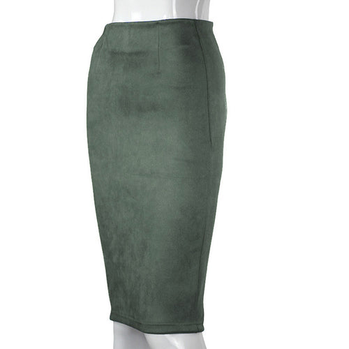 Load image into Gallery viewer, Vintage Suede Split Thick Stretchy Skirts-women-wanahavit-Army Green-L-wanahavit

