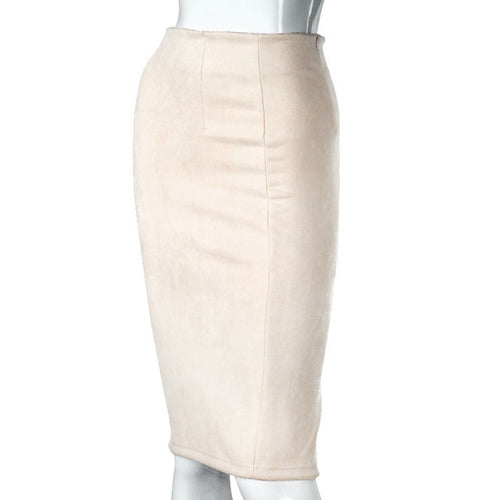 Load image into Gallery viewer, Vintage Suede Split Thick Stretchy Skirts-women-wanahavit-Beige-S-wanahavit
