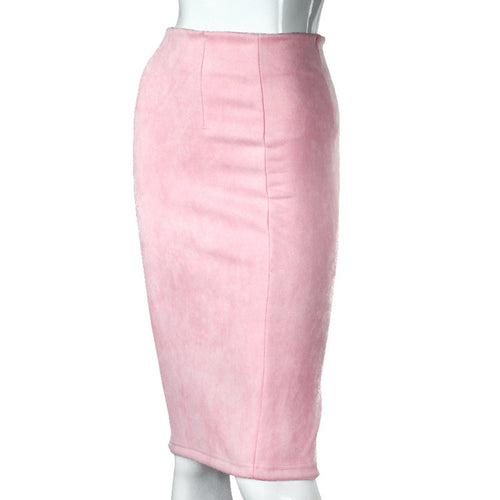 Load image into Gallery viewer, Vintage Suede Split Thick Stretchy Skirts-women-wanahavit-Baby Pink-S-wanahavit
