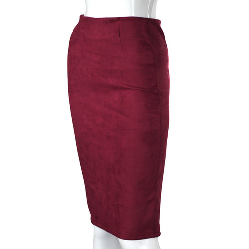 Load image into Gallery viewer, Vintage Suede Split Thick Stretchy Skirts-women-wanahavit-Dark Red-S-wanahavit
