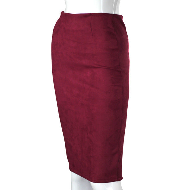Vintage Suede Split Thick Stretchy Skirts-women-wanahavit-Dark Red-S-wanahavit