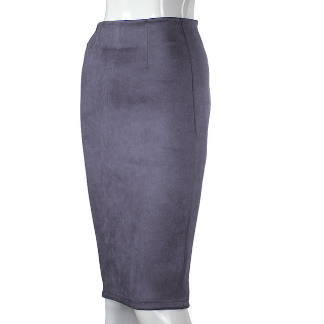 Vintage Suede Split Thick Stretchy Skirts-women-wanahavit-Dark Grey-S-wanahavit