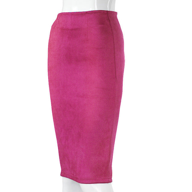 Vintage Suede Split Thick Stretchy Skirts-women-wanahavit-Hot Pink-S-wanahavit