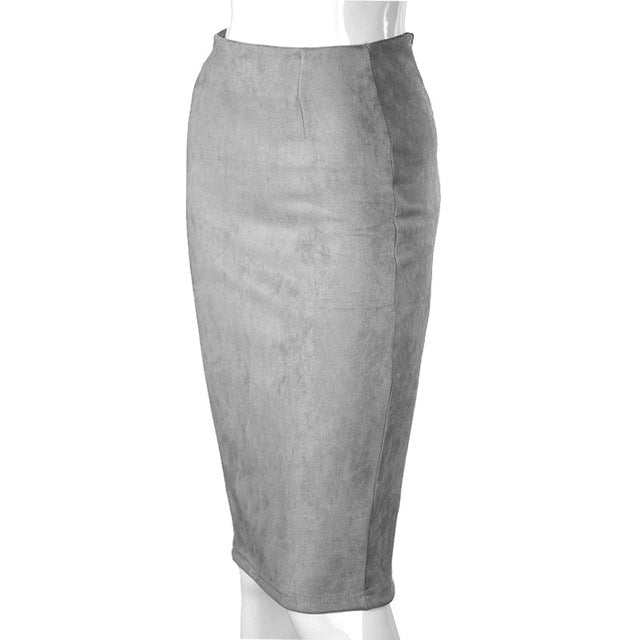 Vintage Suede Split Thick Stretchy Skirts-women-wanahavit-Light Grey-S-wanahavit