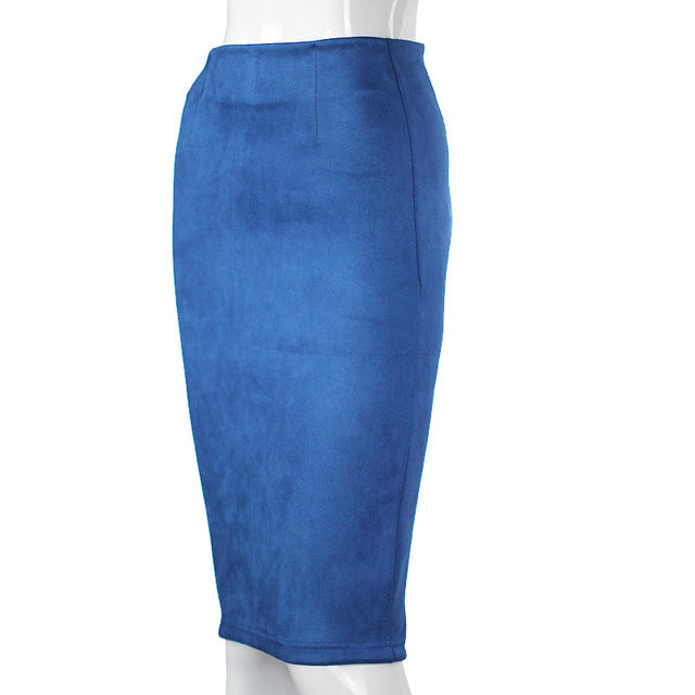 Vintage Suede Split Thick Stretchy Skirts-women-wanahavit-Royal Blue-S-wanahavit