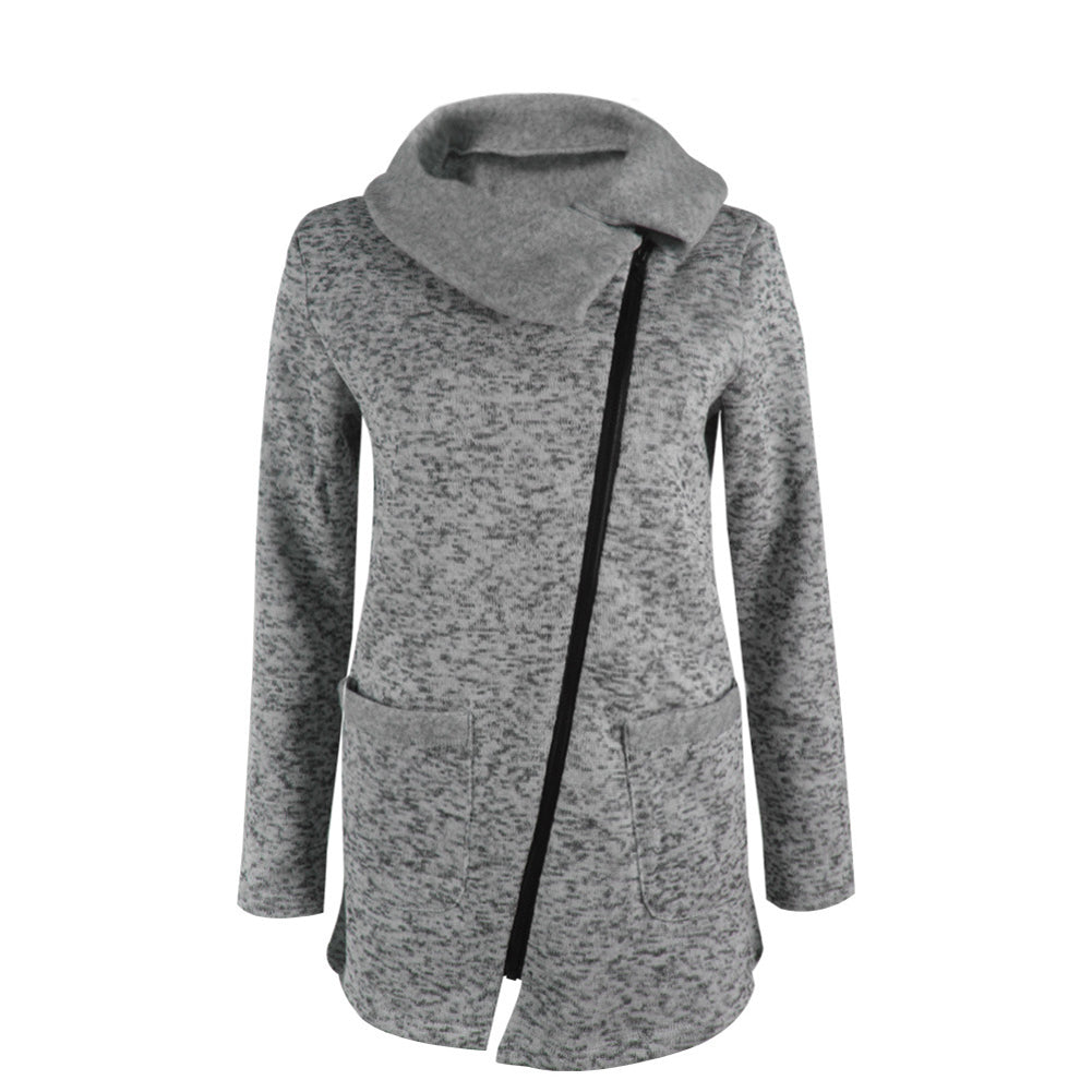 Winter Warm Fleece Slant Zippered Jacket for women - wanahavit