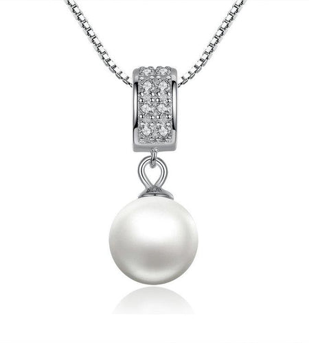 925 Sterling Silver Simulated Pearl Pendant Necklace-women-wanahavit-wanahavit