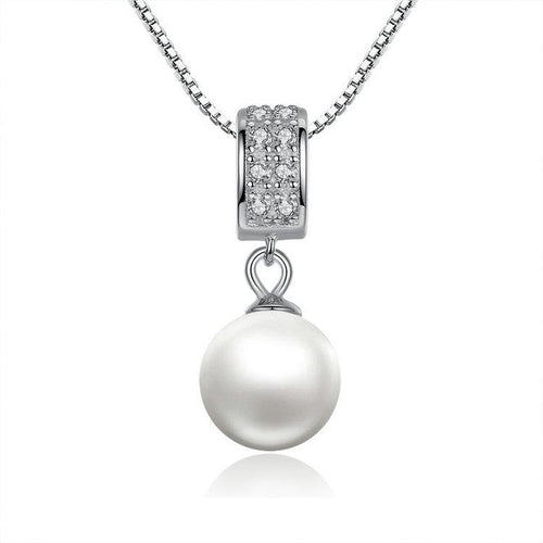 Load image into Gallery viewer, 925 Sterling Silver Simulated Pearl Pendant Necklace-women-wanahavit-wanahavit
