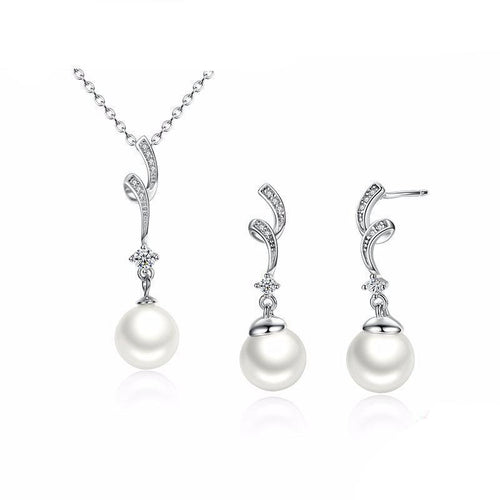 Load image into Gallery viewer, 925 Sterling Silver White Pearl Jewelry Set-women-wanahavit-wanahavit
