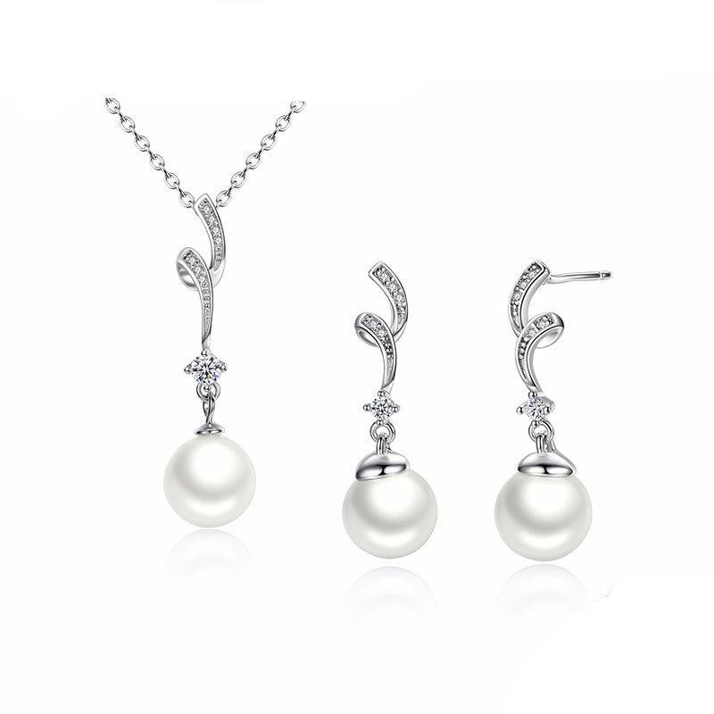 925 Sterling Silver White Pearl Jewelry Set-women-wanahavit-wanahavit