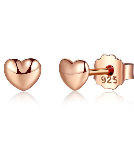 925 Sterling Silver Plain Hearts Stud Earring-women-wanahavit-Gold-wanahavit