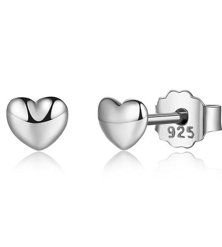 925 Sterling Silver Plain Hearts Stud Earring-women-wanahavit-Silver-wanahavit