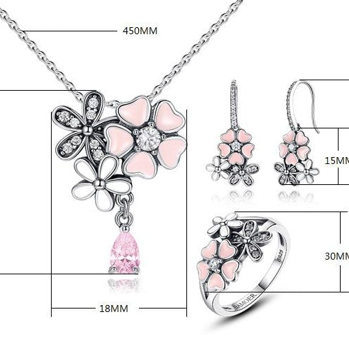 Load image into Gallery viewer, 925 Sterling Silver Pink Cherry Flower Blossom Jewelry Sets-women-wanahavit-6-wanahavit
