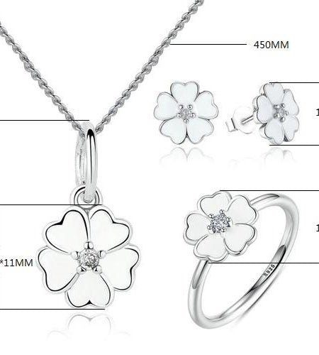 925 Sterling Silver Primrose Flower White Enamel Jewelry Set-women-wanahavit-6-wanahavit