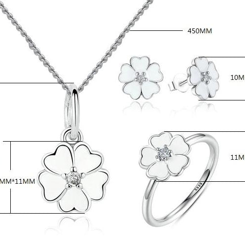 Load image into Gallery viewer, 925 Sterling Silver Primrose Flower White Enamel Jewelry Set-women-wanahavit-6-wanahavit
