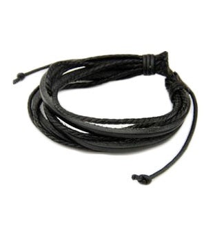 Leather Braided Rope Bracelets-unisex-wanahavit-2 Black-wanahavit