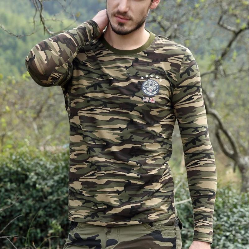 Military Camouflage Slim Fit Long Sleeve Shirt-men-wanahavit-camouflage-M-wanahavit