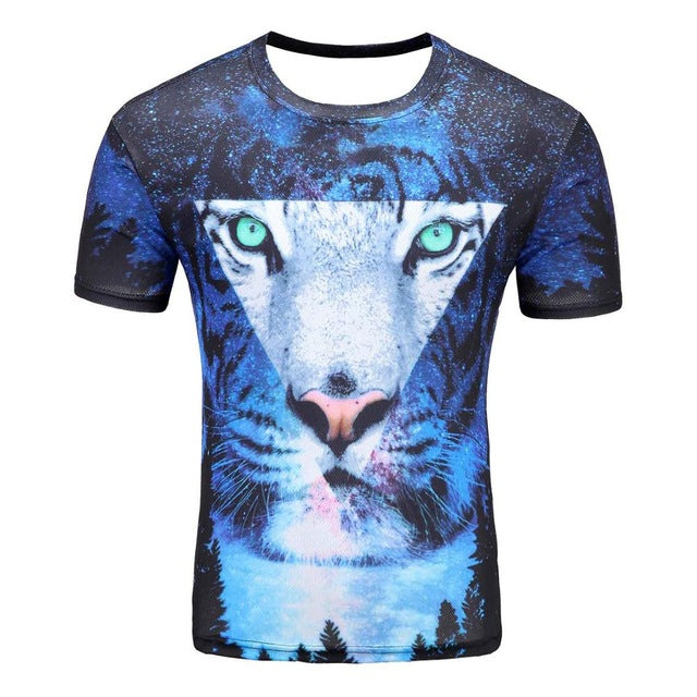 Colorful 3D Printed High Quality Tees #tiger-men-wanahavit-M-wanahavit