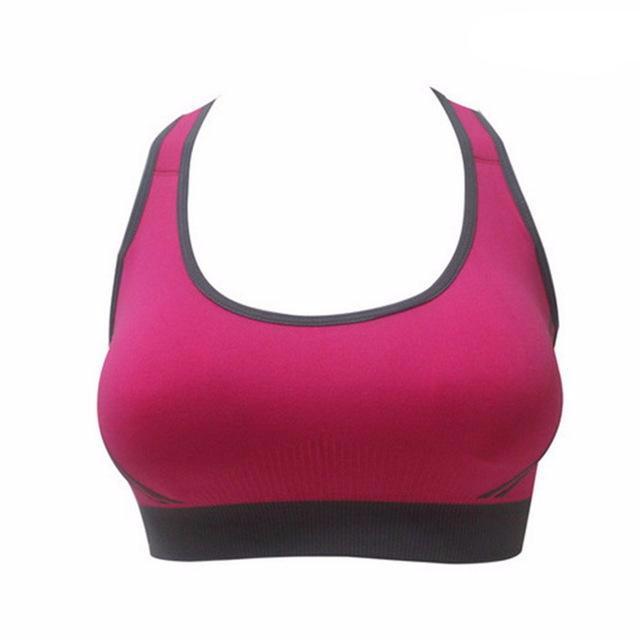 2 Color Contrast Padded Sports Bra-women fitness-wanahavit-Rose Red-S-wanahavit