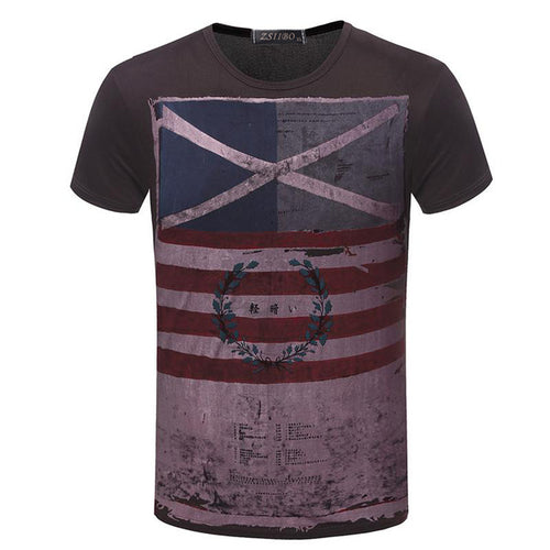 Load image into Gallery viewer, American Flag Striped Color Printed T Shirt-men-wanahavit-Brown Color-Asia Size XL-wanahavit
