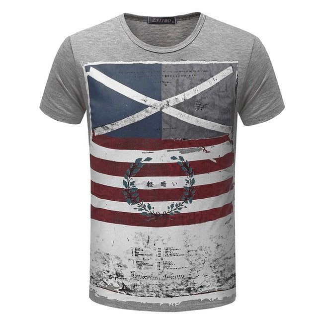 American Flag Striped Color Printed T Shirt-men-wanahavit-Gray Color 1-Asia Size XL-wanahavit