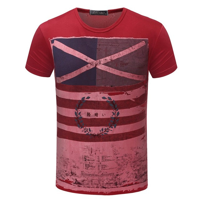 American Flag Striped Color Printed T Shirt-men-wanahavit-Red Color 1-Asia Size XL-wanahavit