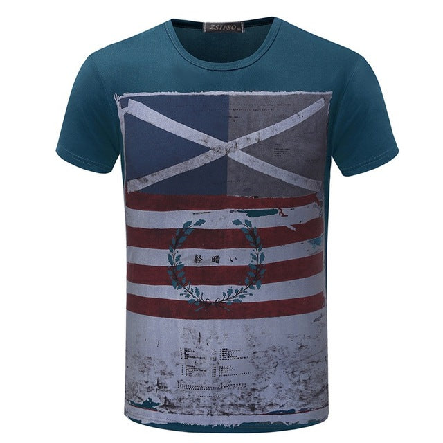 American Flag Striped Color Printed T Shirt-men-wanahavit-Blue Color 1-Asia Size XL-wanahavit