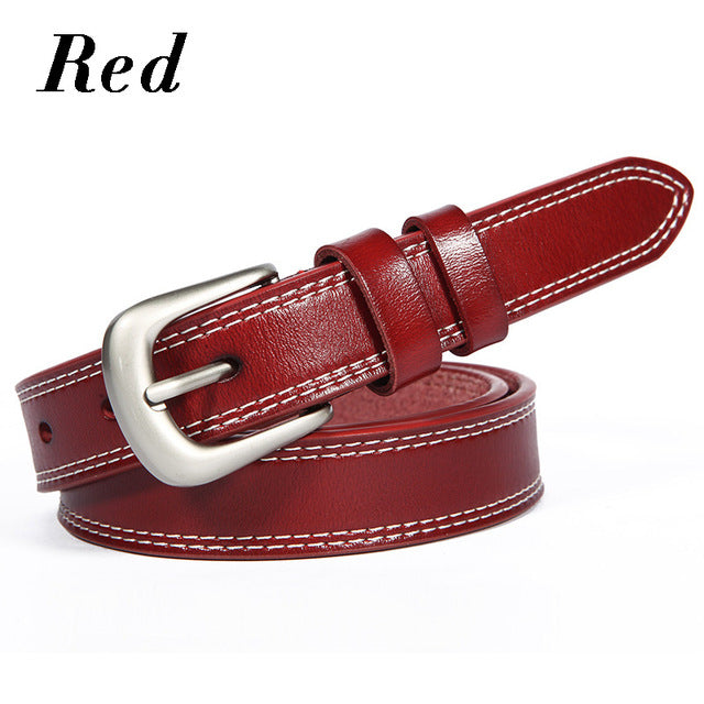 Cow Genuine Leather Pin Buckle Belt-wanahavit-ND10 Red-100cm-wanahavit