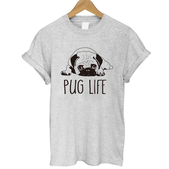 Pug Life Printed Casual Tees-women-wanahavit-Gray Pug Life 1-S-wanahavit