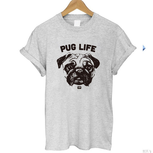 Load image into Gallery viewer, Pug Life Printed Casual Tees-women-wanahavit-Gray Pug Life 2-S-wanahavit

