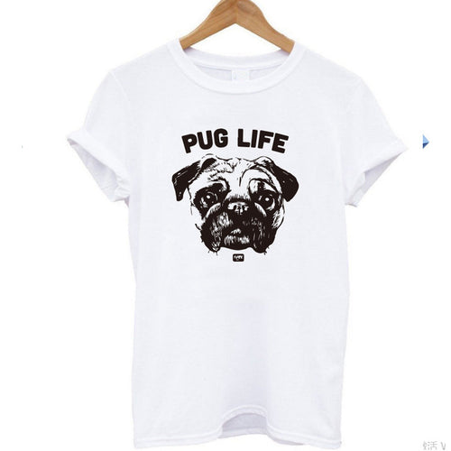 Load image into Gallery viewer, Pug Life Printed Casual Tees-women-wanahavit-White Pug Life 2-S-wanahavit
