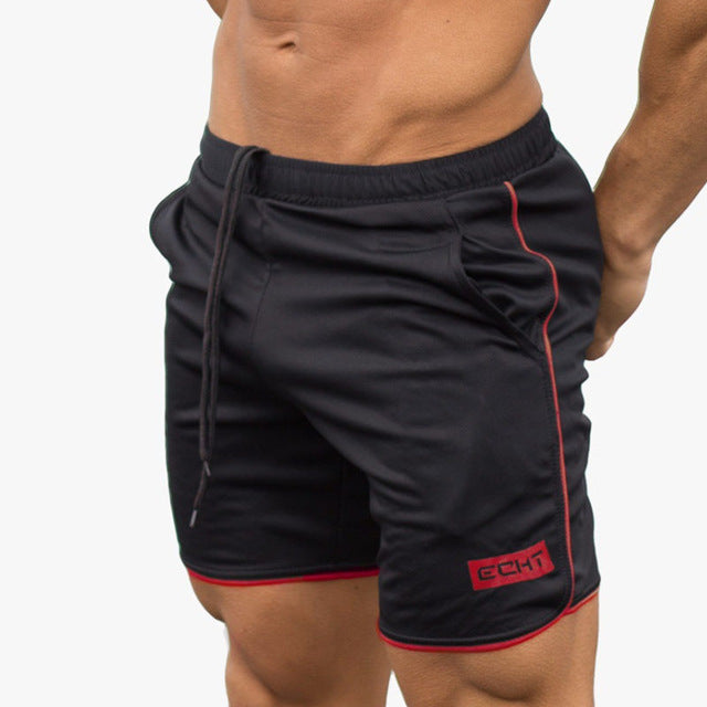 Casual Bodybuilder Calf Length Workout Shorts-men fitness-wanahavit-Black with Red-M-wanahavit