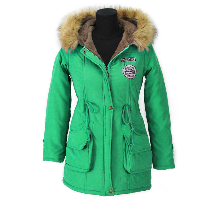 Casual Long Wadded Fur Hooded Jacket-women-wanahavit-Grass Green-XXL-wanahavit