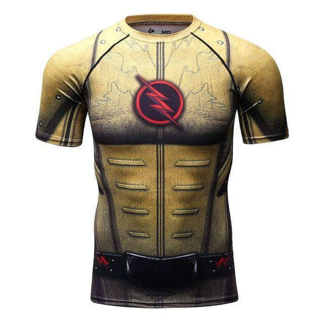 Marvel & DC Superheroes Compression Shirt-men fashion & fitness-wanahavit-Yellow Flash-M-wanahavit