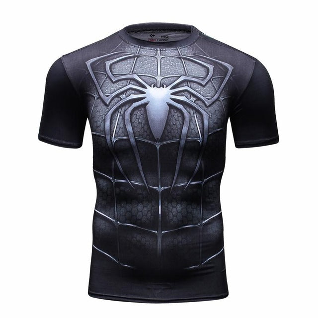 Marvel & DC Superheroes Compression Shirt-men fashion & fitness-wanahavit-Black Spiderman-M-wanahavit
