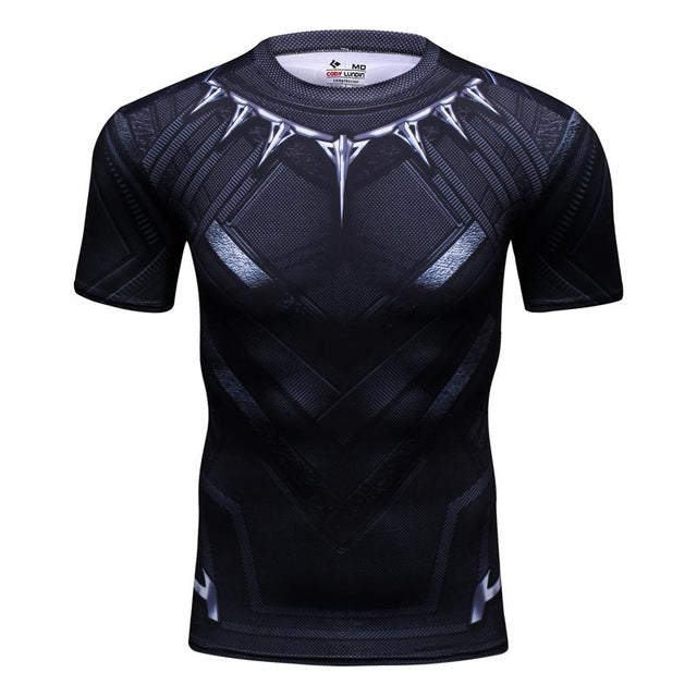 Marvel & DC Superheroes Compression Shirt-men fashion & fitness-wanahavit-Black Panther-M-wanahavit