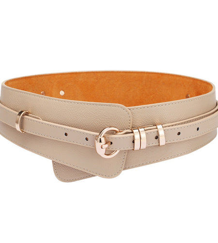 Fashion PU Leather Wide Waist Dress Belt-women-wanahavit-YF005 Khaki-102CM-wanahavit