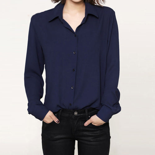 Load image into Gallery viewer, Solid Color Lapel Casual Loose Long Sleeve Shirt-women-wanahavit-Wine Red-M-wanahavit

