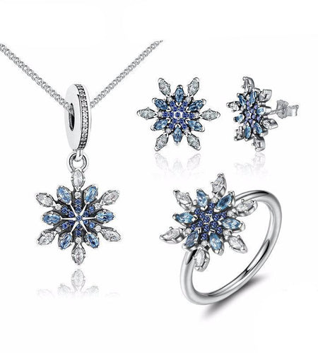 925 Sterling Silver Crystal Snowflake Blue Crystal Jewelry Set-women-wanahavit-6-wanahavit