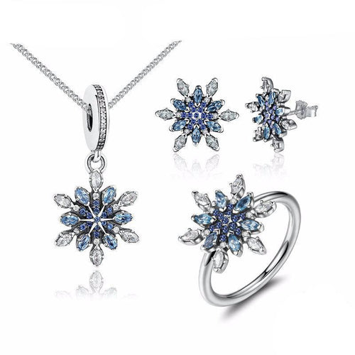 Load image into Gallery viewer, 925 Sterling Silver Crystal Snowflake Blue Crystal Jewelry Set-women-wanahavit-6-wanahavit
