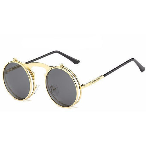 Load image into Gallery viewer, Retro Steampunk Round Sunglasses-unisex-wanahavit-Gold Gray-wanahavit
