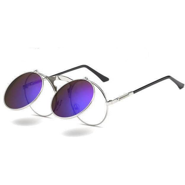 Retro Steampunk Round Sunglasses-unisex-wanahavit-Silver Blue-wanahavit