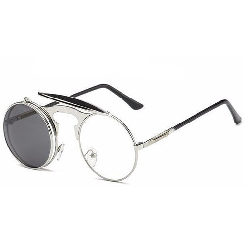 Load image into Gallery viewer, Retro Steampunk Round Sunglasses-unisex-wanahavit-Silver Gray-wanahavit
