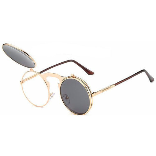 Load image into Gallery viewer, Retro Steampunk Round Sunglasses-unisex-wanahavit-Copper Gray-wanahavit
