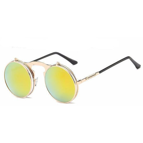 Load image into Gallery viewer, Retro Steampunk Round Sunglasses-unisex-wanahavit-Gold Orange Green-wanahavit
