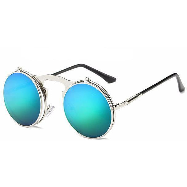 Retro Steampunk Round Sunglasses-unisex-wanahavit-Silver Green-wanahavit