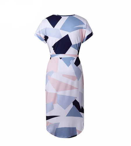 Elegant Slim Printed Dress with Sash-women-wanahavit-S-wanahavit