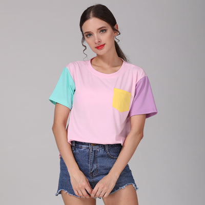 Load image into Gallery viewer, Cute Summer Style Color Contrast Tees-women-wanahavit-Pink-M-wanahavit
