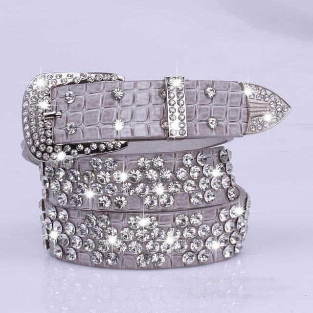 Rhinestone Drilled Wide Leather Belt-women-wanahavit-SZ001 Gray-108CM-wanahavit